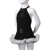 Red Rain Children Dance Dresses Dress Dress Dance Dress Rehearsace Ballet Dresses Dress Hanging neck Split Suit Clear Cabin No Sleeves