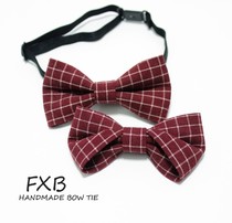 FXB handmade burgundy plaid baby year-old baby bow boy child safety pin bow tie