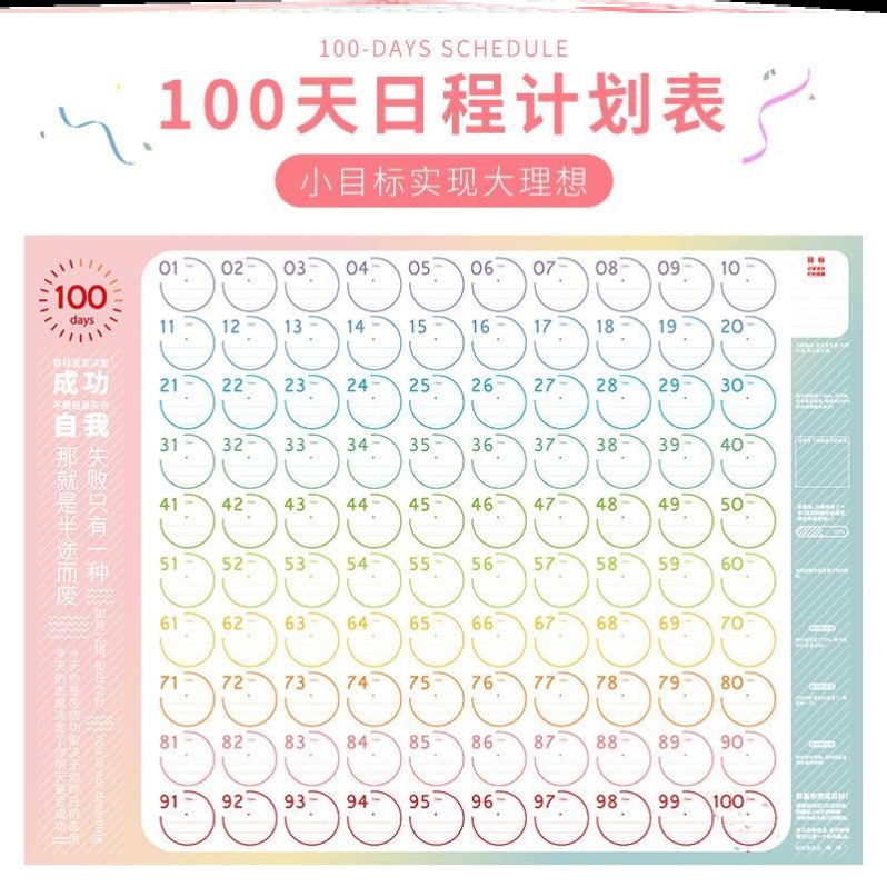 Weight Loss Motivators Disciplined Play Card Program Record Form Wall Sticker 100 days 100 days Sport incentive Reminder God-Taobao