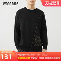 WOOG2005 Black Thickened Men's Clothes New Tide Design Sensing sweater Bai-nitted knit sweater in autumn 2022