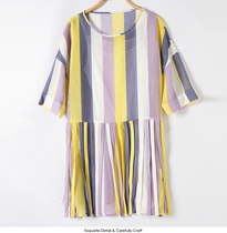 Luojia RMOJUL womens cutout color matching striped mesh yarn pleated skirt dress with suspenders QC