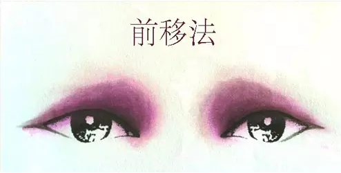 前移式眼影的画法是将整个眼影的重点放在内眼角的位置,以内眼角为