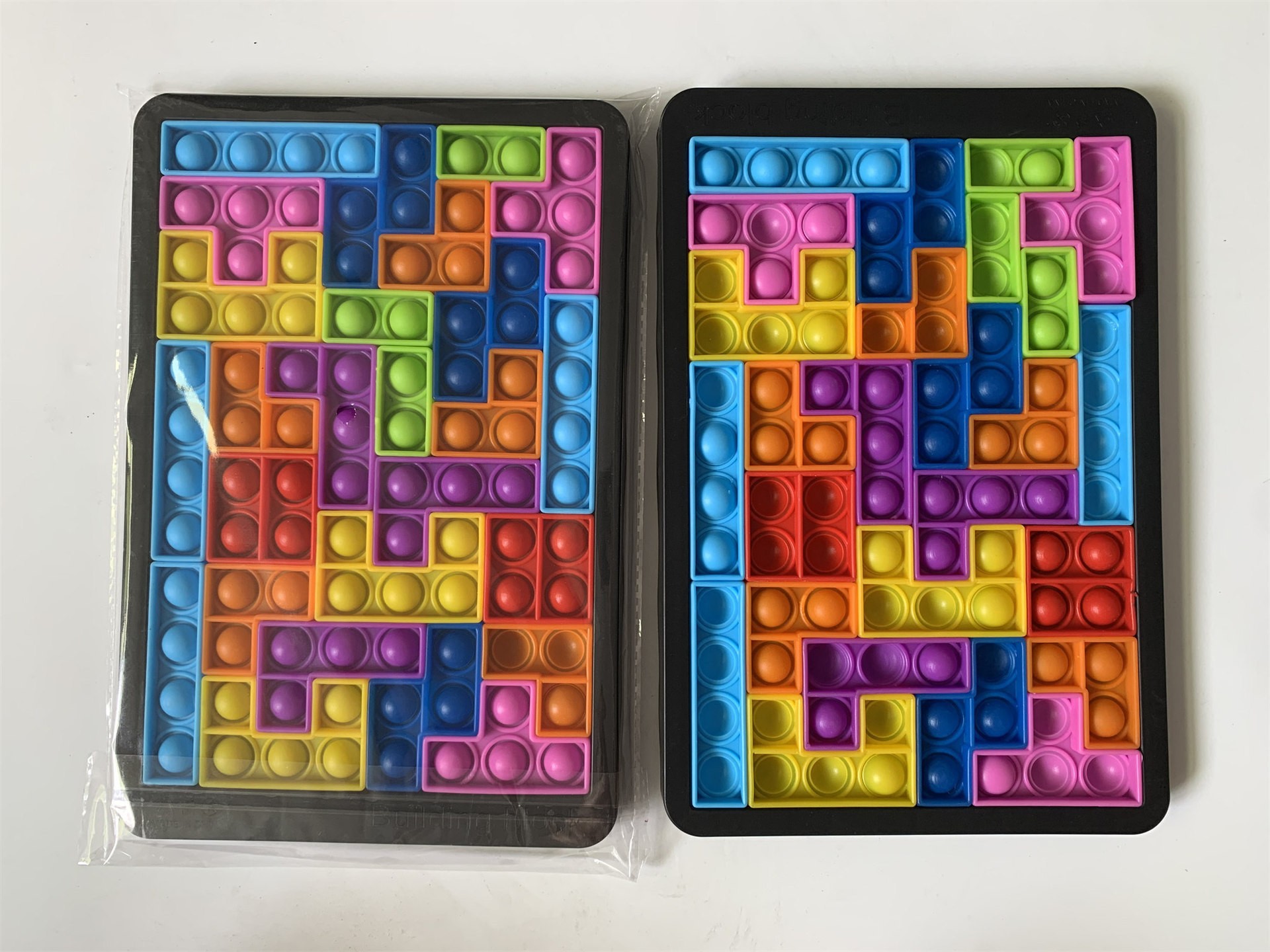 Cross border popular rodent control pioneer puzzle, Tetris blocks, silicone blocks, Bubble music, children's puzzle and stress relief toys (1627207:27082916:Color classification:OPP bagged)