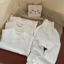 Tung People Handmade Children Air Cotton Pyjamas Suits Long Sleeves Long Pants Infant Care Belted Soft Winter Home Clothing