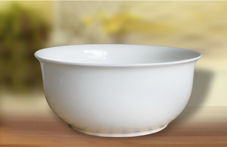 碗 唐山纯白色陶瓷器骨瓷碗8英寸汤盆盛汤碗泡面碗 大汤碗 白碗
