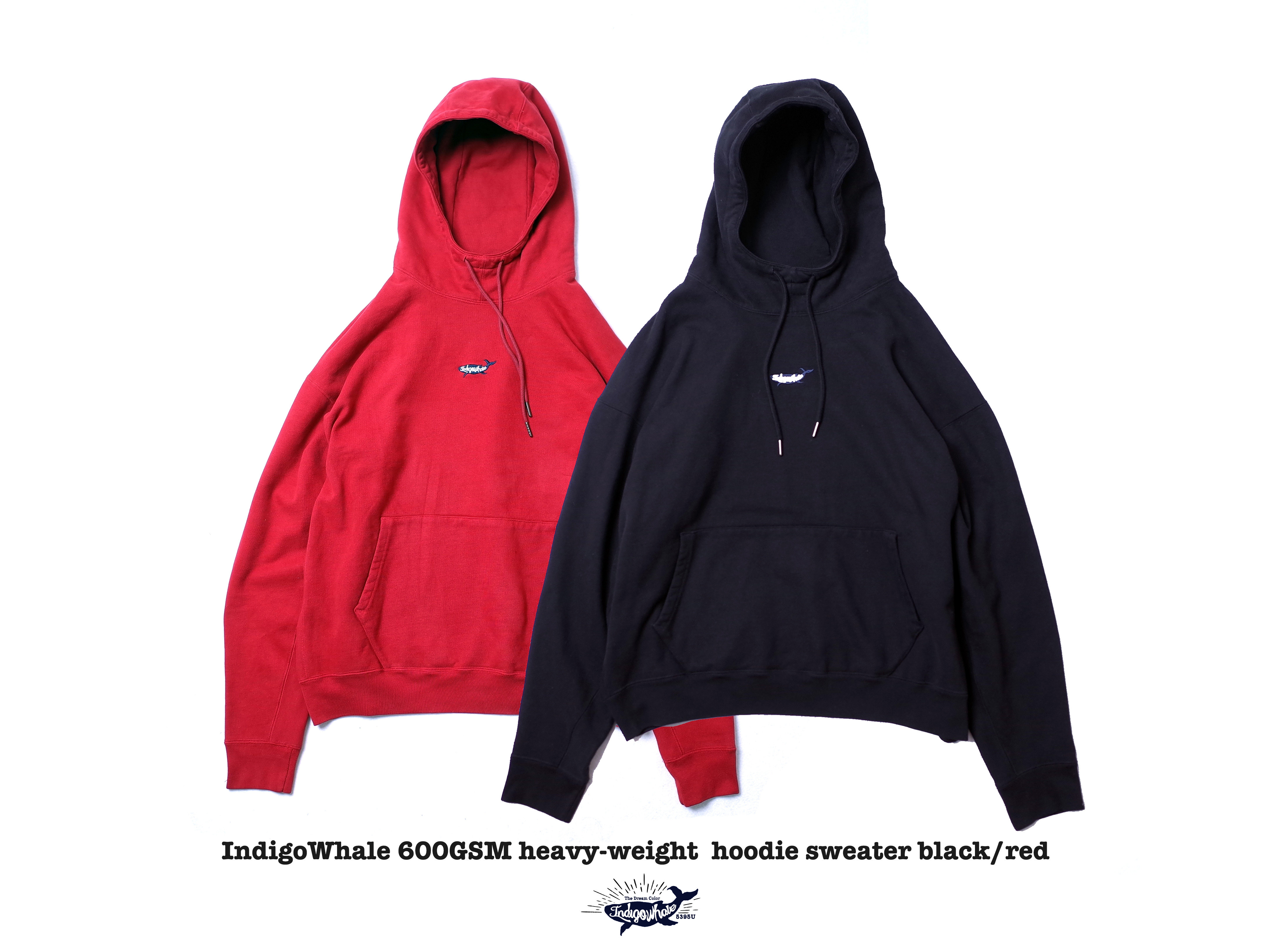 indigowhale定制重磅针织面料磨毛刺绣宽松落肩oversize帽衫卫衣