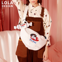 Lola original toffee canvas shoulder crossbody bag female Japanese cute bag small bag ins cloth bag Joker satchel