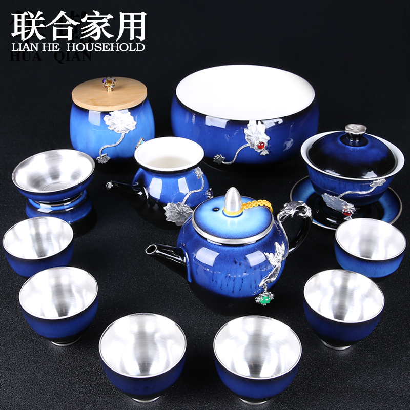 Home building light tea set set mine loader 999 sterling silver, kung fu tea set gift of a complete set of ceramic tea teapot teacup