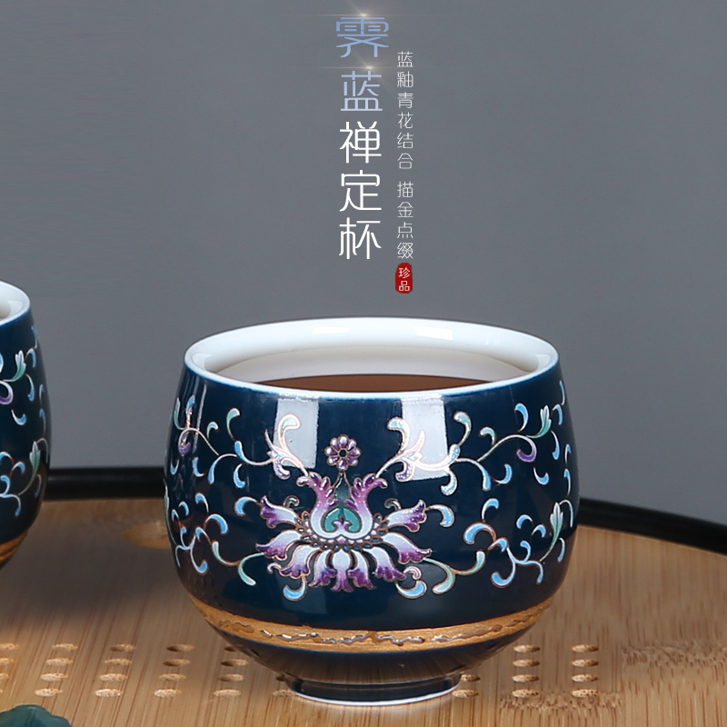 The Master of jingdezhen blue and white porcelain cup sample tea cup single CPU kung fu tea set creative retro meditation cups small bowl