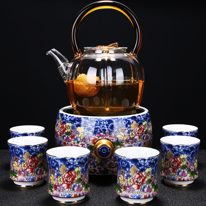 Jingdezhen domestic automatic boiling tea stove cooked pu 'er tea device in black and white tea glass enamel color TV TaoLu the teapot
