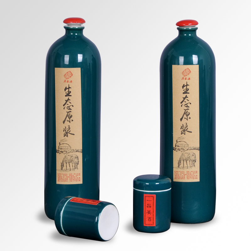 Jingdezhen ceramic bottle 1 catty storing wine collection seal pot liquor bottle can be a gift bottle of household hip flask