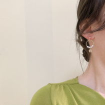 Because of the lack of Sting s925 silver needle retro portrait gold coin earrings thin geometric circle pearl stud earrings literary temperament