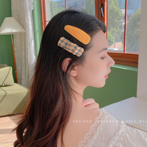 Cute Japanese side autumn and winter pink hairclip female JK Plaid clip headgear fairy girl hair card bangs bangs BBB clip