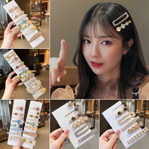 Korean hairpin bangs top clip pearl hairpin side clip girl net red 2021 new side clip headdress