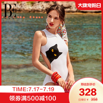 BE Van De An Meow star sexy one-piece swimsuit anti-chlorine sunscreen thin chest gathered island vacation swimsuit women