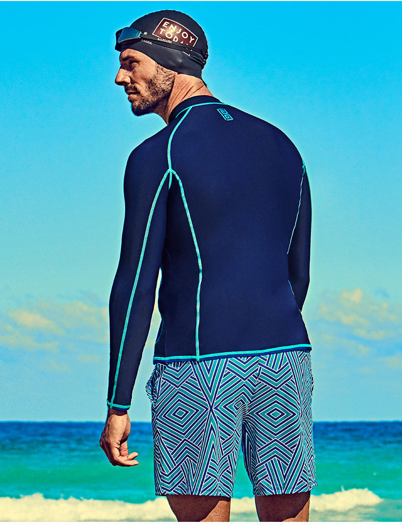 范德安新款男士分体泳衣 沙滩度假长袖防晒上衣 浮潜冲浪泳装