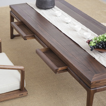 Solid wood Tatami table Japanese bay window small coffee table New Chinese Zen Black Walnut household low tea table Kang table