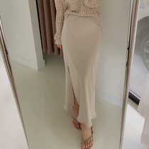 (Spot second hair) Joo Korean temperament sexy hip side open fork skirt