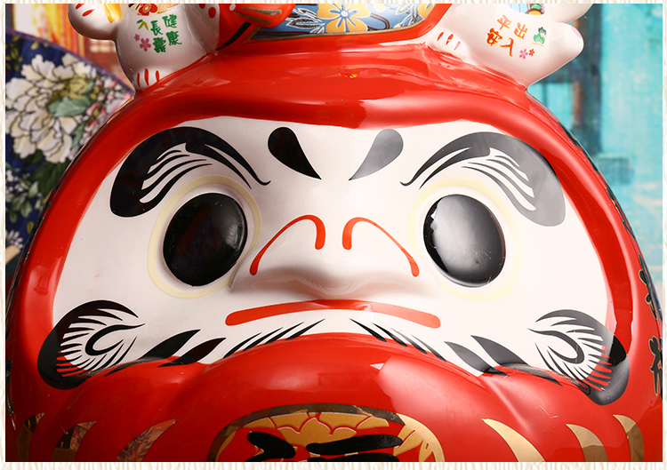 日本达摩摆件红色福旺开运大吉达摩招财猫储蓄罐店铺开业创意礼物_7折