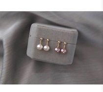 Brilliant new independent freshwater pearl oval 6 U.S. imported 14K gold stud earrings gold beanie ear clip