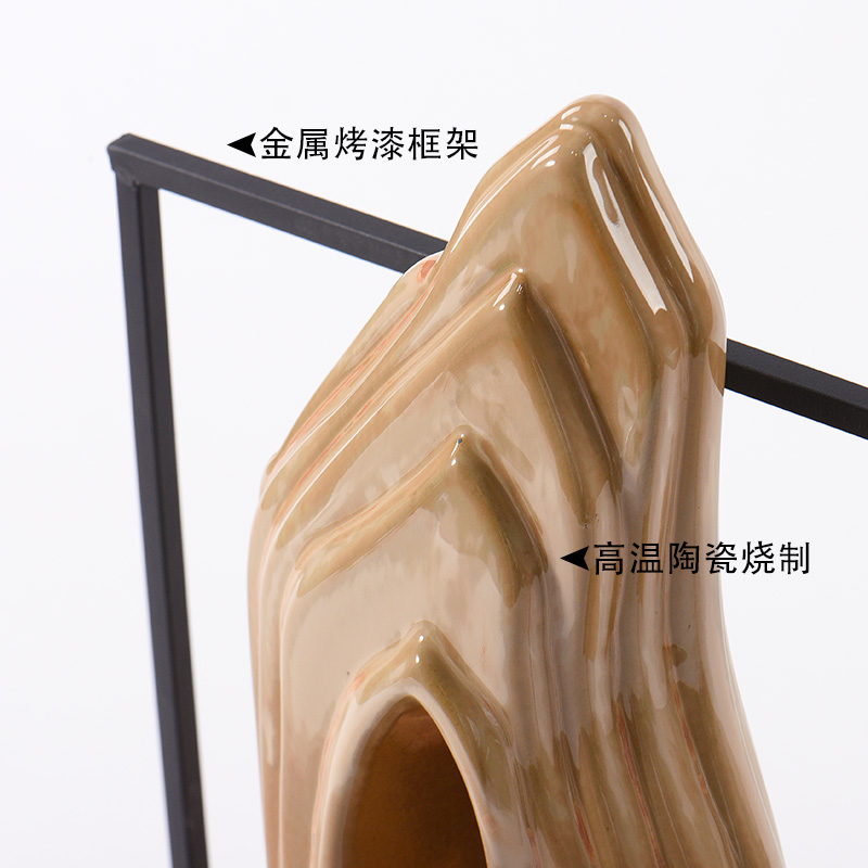 New Chinese style rockery place mountain hob anywhere metal solid wood art ceramics handicraft teahouse study adornment ornament