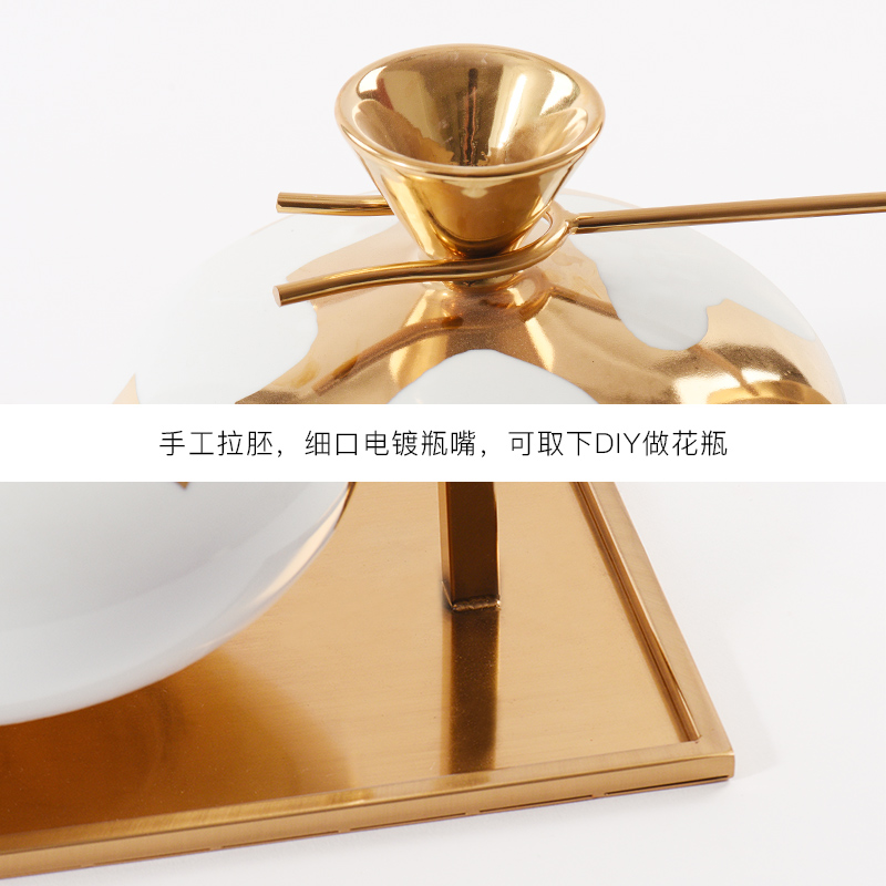 Modern new Chinese style household act the role ofing is tasted furnishing articles metal plating vases, ceramic flower implement soft adornment example room decoration