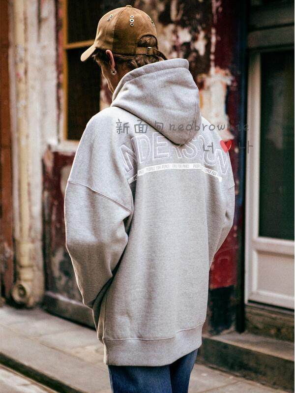 韩国正品潮牌直邮andersson bell男女logo刺绣黑灰橙宽松加绒卫衣