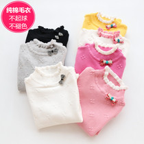 Girls cotton sweater Sweater sweater 2021 autumn and winter Childrens cotton thread base sweater Baby high neck pullover sweater