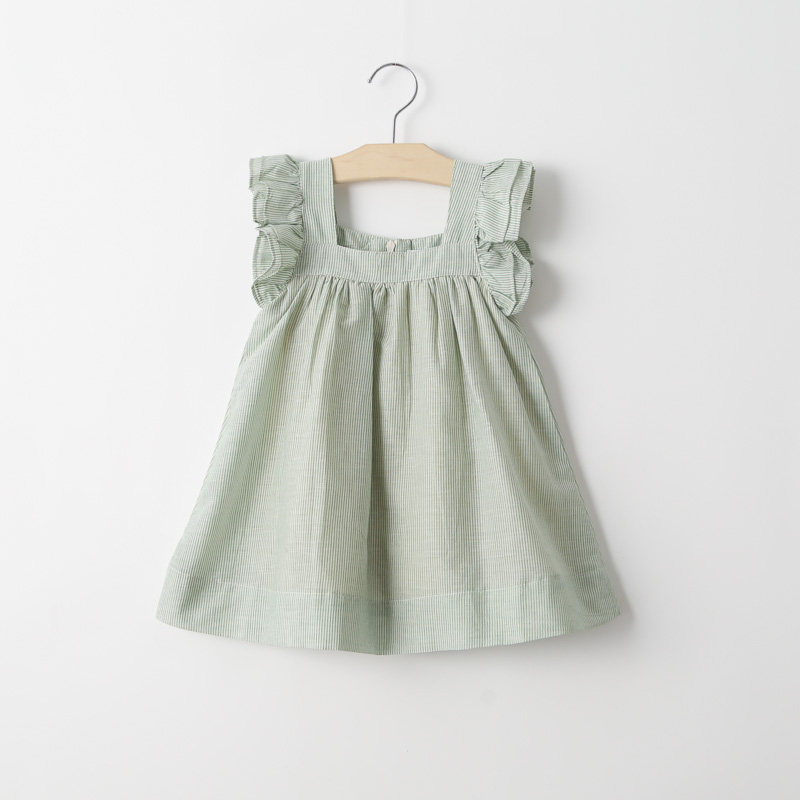 Korean children's clothing 2020 spring and summer clothes baby children girls pinstripes fungus small flying sleeve dress doll skirt