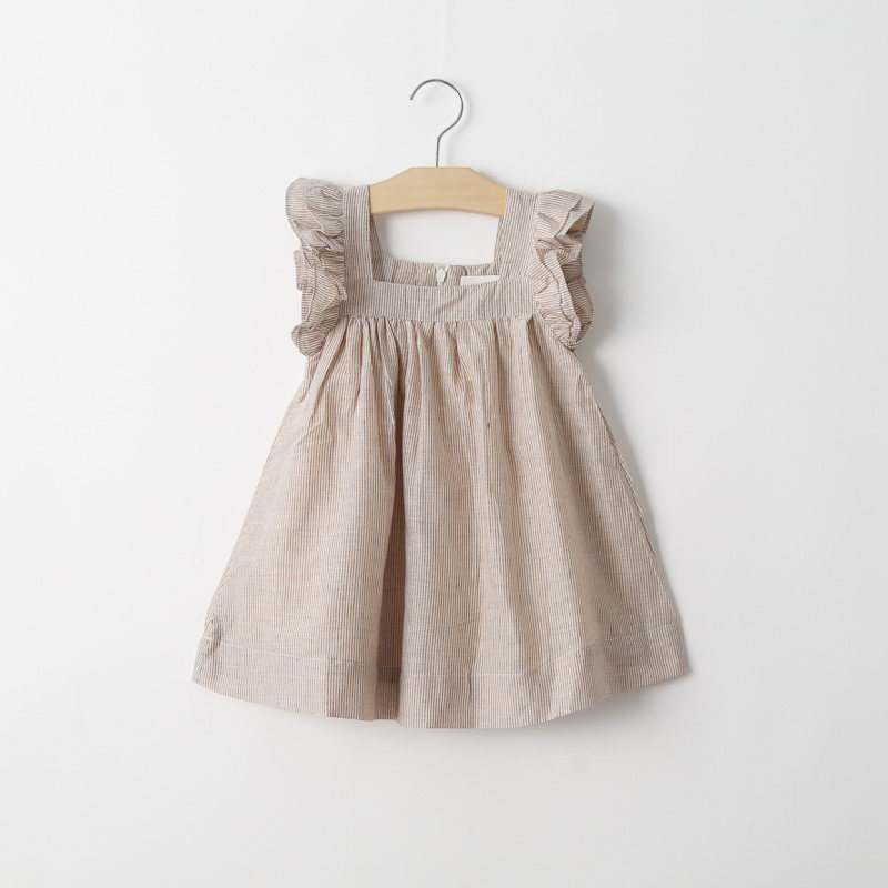 Korean children's clothing 2020 spring and summer clothes baby children girls pinstripes fungus small flying sleeve dress doll skirt
