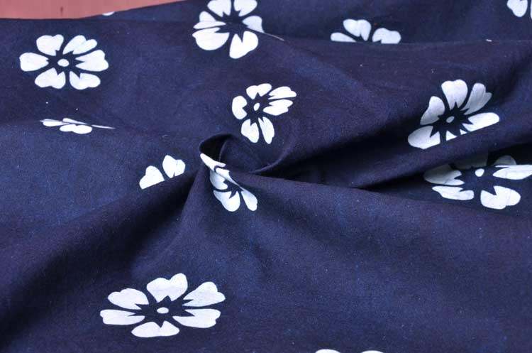 热卖经典全棉手工植物蓝印花布桌布布料蜡染布窗帘布料