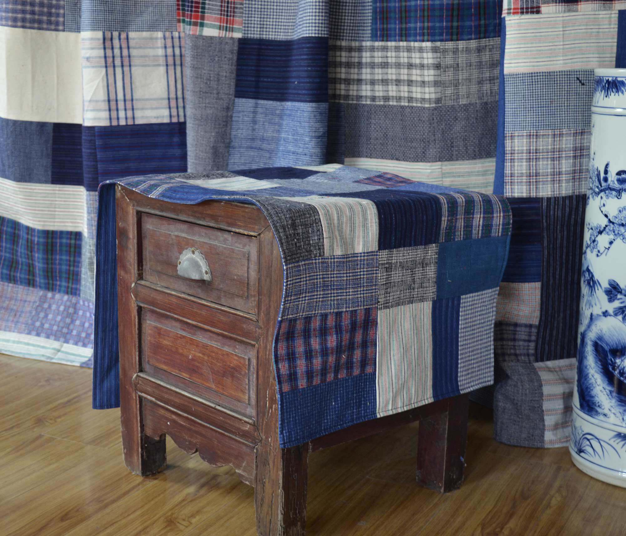 中式田园手工土布拼布桌旗餐垫茶席禅意桌布