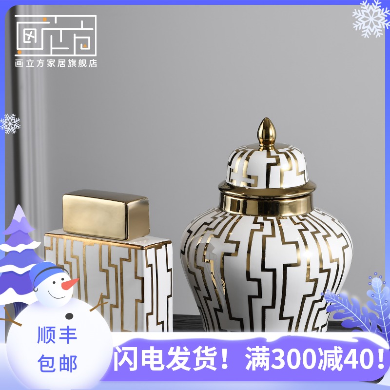 General cubic new Chinese style ceramic jar jar, vase furnishing articles flower arranging rich ancient frame home sitting room adornment