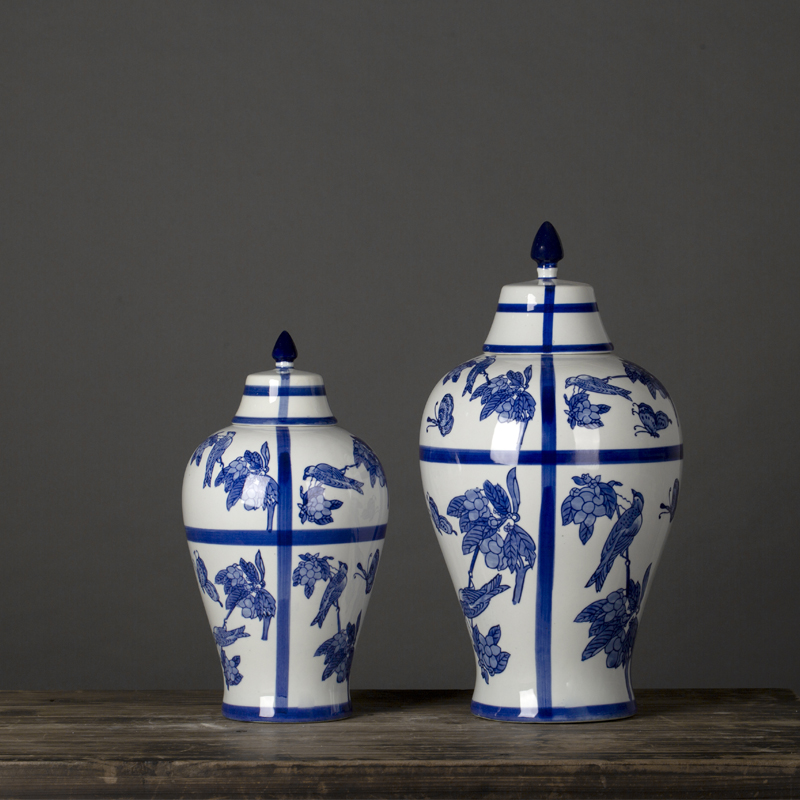 The rain tong household general | pot - bellied of blue and white porcelain jar jar marriage home furnishing articles ornaments of jingdezhen ceramic decoration blue and white