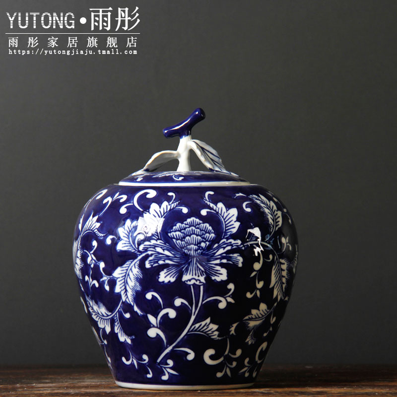 Blue and white porcelain ceramic furnishing articles ceramic pot household act the role ofing is tasted the kitchen storage tank snack jars household act the role ofing is tasted furnishing articles