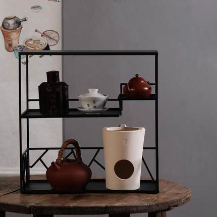 It rich ancient frame tea rack desktop, wrought iron stupa pavilion tea cups, receive the teapot tea set the display shelf