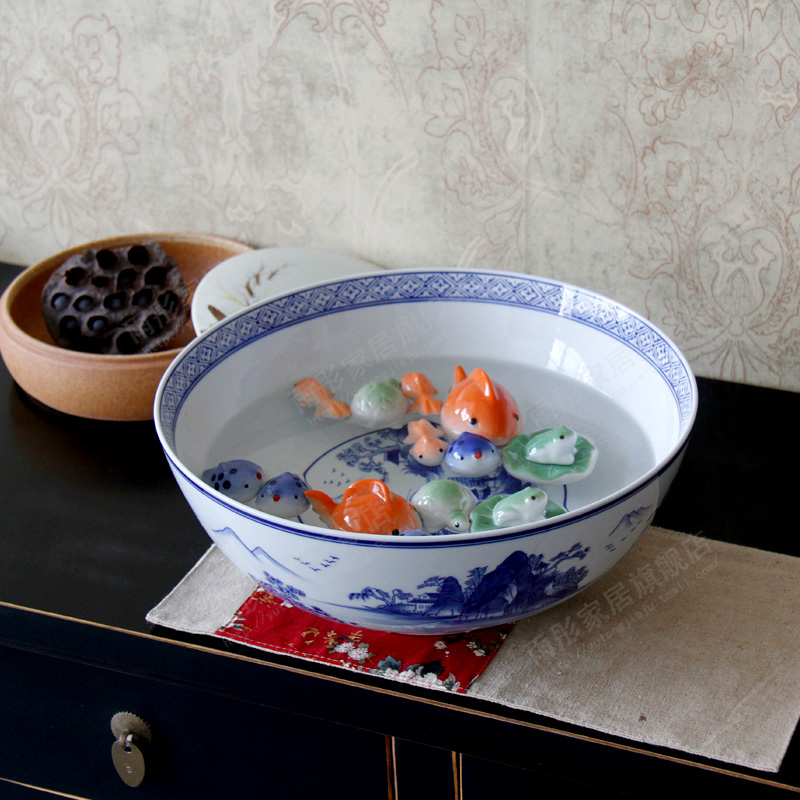 Jingdezhen blue and white porcelain basin pickled fish pickled fish bowl of boiled fish soup bowl basin blue and white porcelain bowls