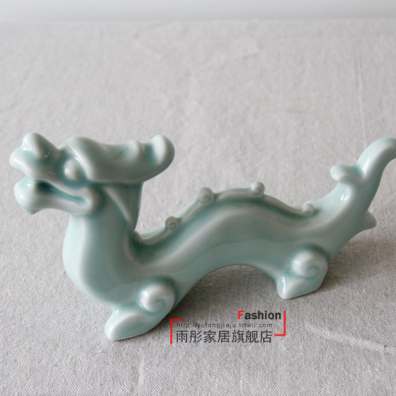 Ceramic shadow cyan dragon furnishing articles study the desktop bijia paperweight pressure by hand made the sitting room porch decoration