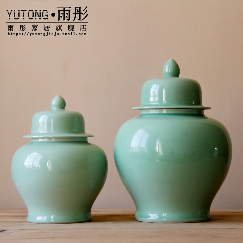 Jingdezhen ceramics by hand shadow blue glaze with cover storage tank example room soft outfit ceramic pot to decorate the study hall