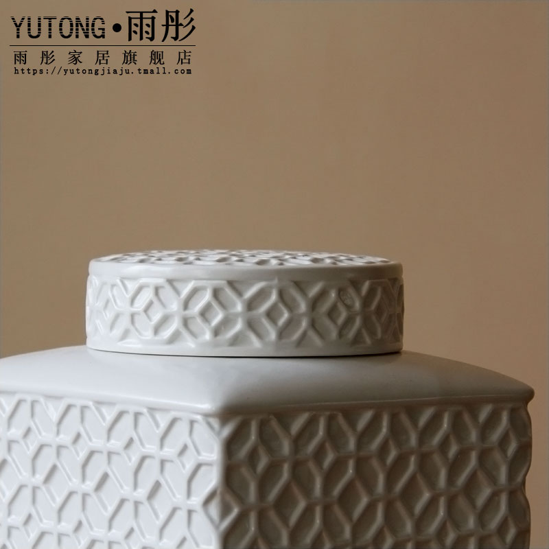 Jingdezhen ceramic flower furnishing articles ornaments embossed white contracted and I adornment sifang tank furnishing articles