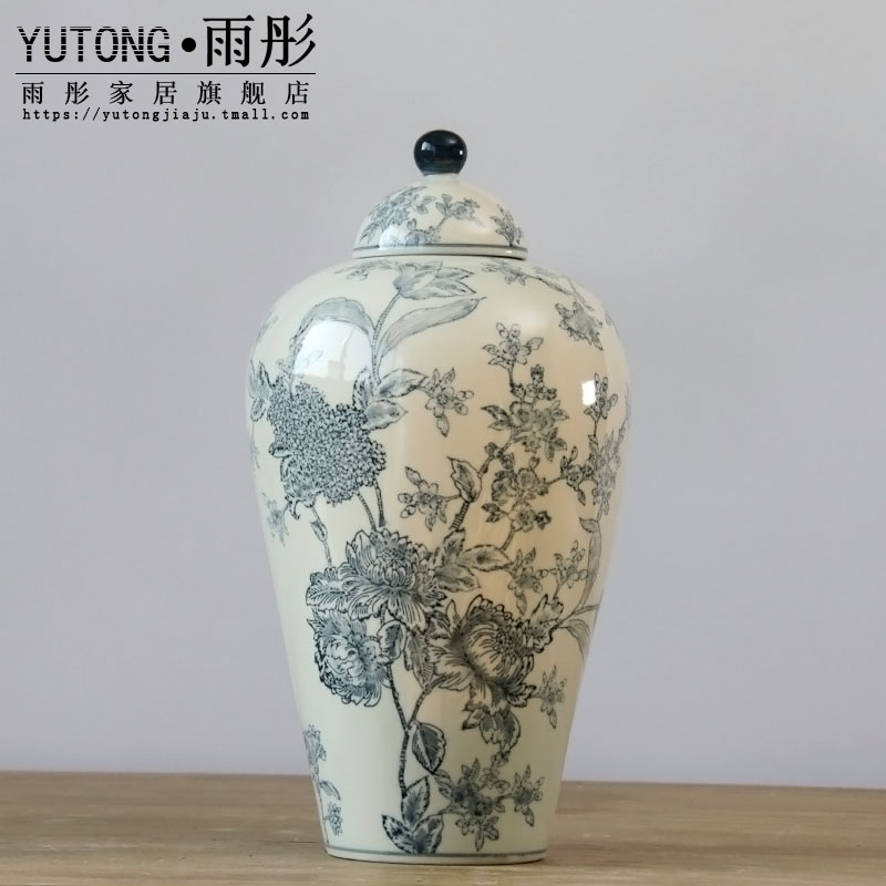 New Chinese style flower grain jingdezhen ceramic antique blue and white porcelain vases, flower arrangement to restore ancient ways furnishing articles sitting room