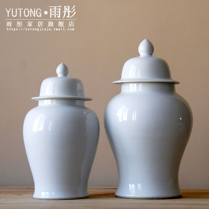Jingdezhen ceramic general single glaze hand white tank contracted modern furnishing articles storage tank ceramic decoration