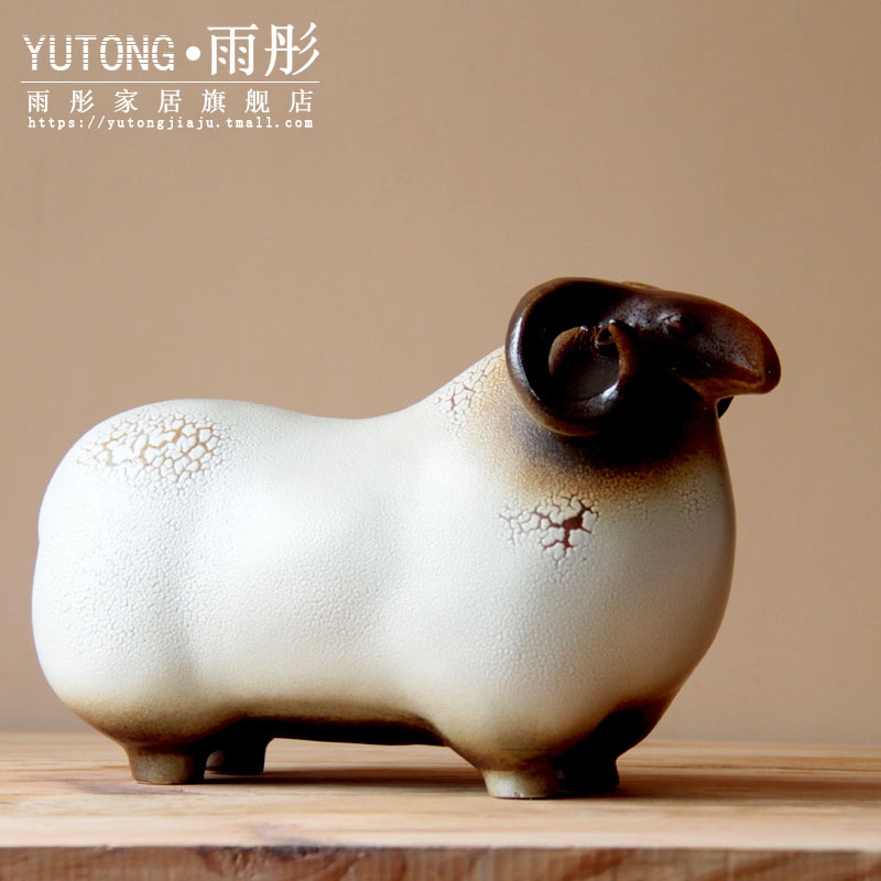 The rain tong home | jingdezhen ceramics up clay porcelain its creative home furnishing articles of Chinese zodiac sheep sitting room adornment