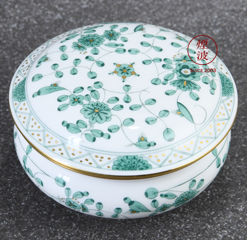 German mason mason meisen new clipping green flower porcelain candy box POTS store content box