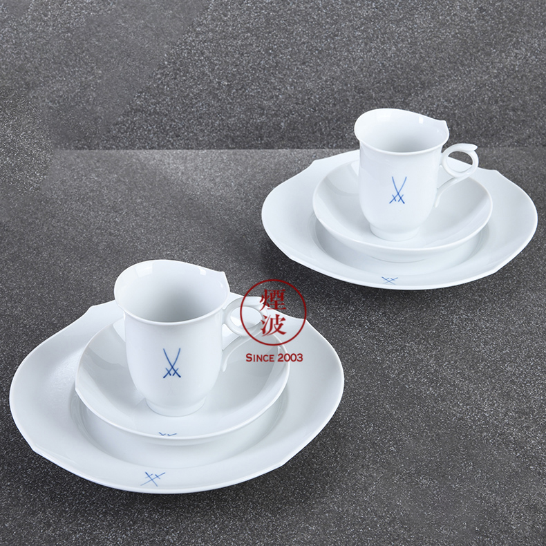 Germany mason mason meisen porcelain magic wave pure cobalt blue double sword red cup of coffee cups and saucers