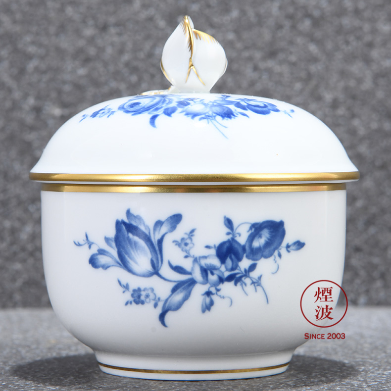 German mason mason meisen new clipping blue porcelain flower sugar jar of coffee