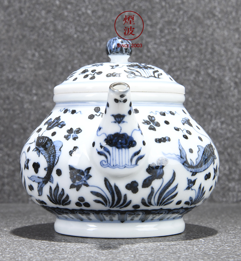 Jingdezhen spring auspicious jade Zou Jun up and fangming mackerel algae lines of eight new system CiHu the teapot