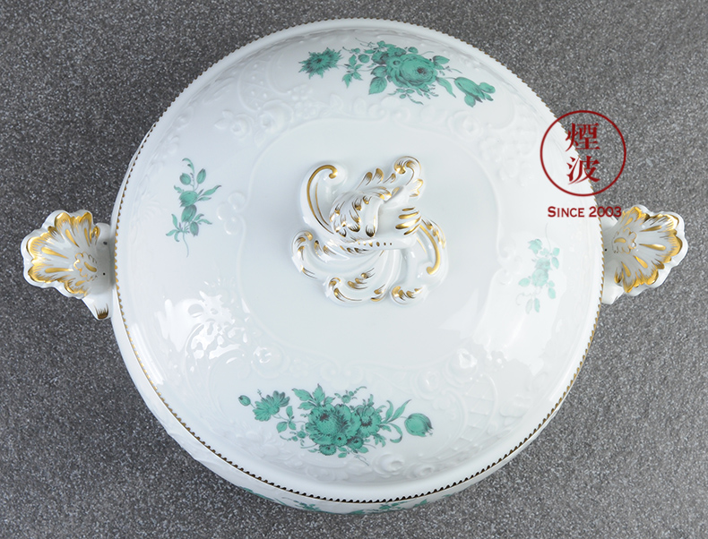 German mason MEISSEN porcelain new clipping Green flower banquet tureen cooper