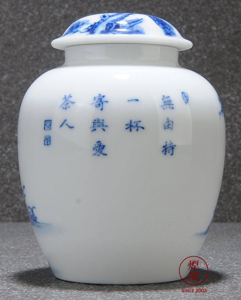 Those blue and white porcelain jingdezhen nine calcinations hand - made admirable figure porcelain literati tea caddy fixings