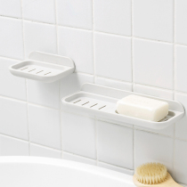 Simple stickup type single double row wall-mounted soap rack free of perforated drain soap box stay-at-home toilet soap rack
